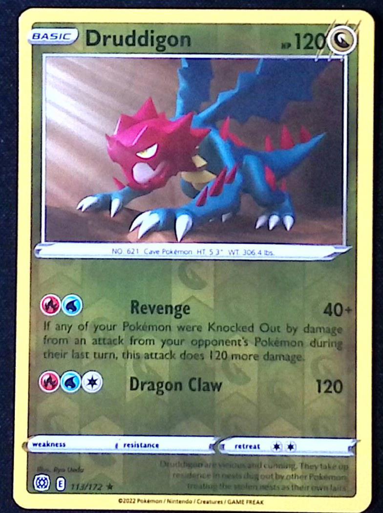 Druddigon - 113/172 - Pokemon Brilliant Stars Reverse Holo Rare - NM