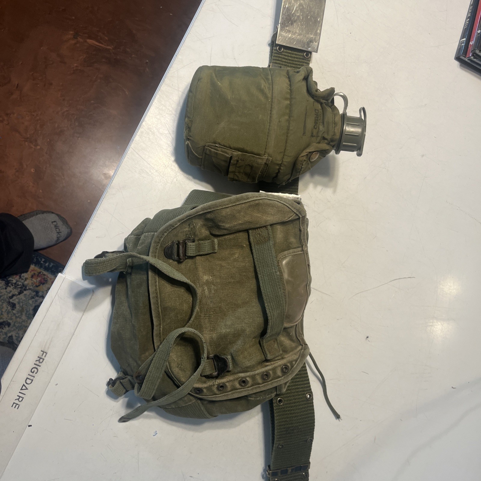 Vtg 1970 Vietnam War US Army Web Gear Rig M56 Butt Pack Canteen Belt DSA Stamped