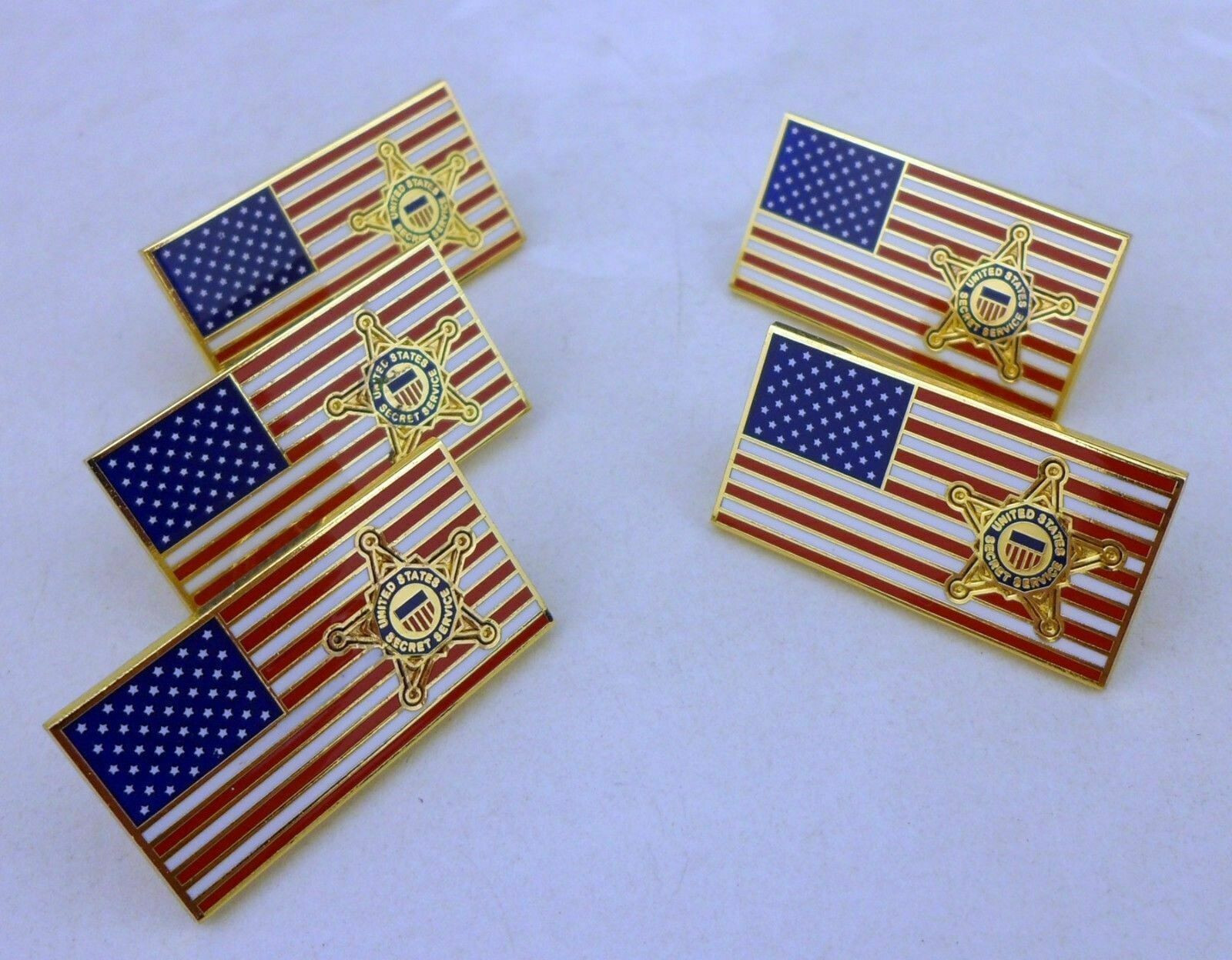5PCS US UNITED STATES SECRET SERVICE METAL GOLD FLAG LAPEL PIN BADGE
