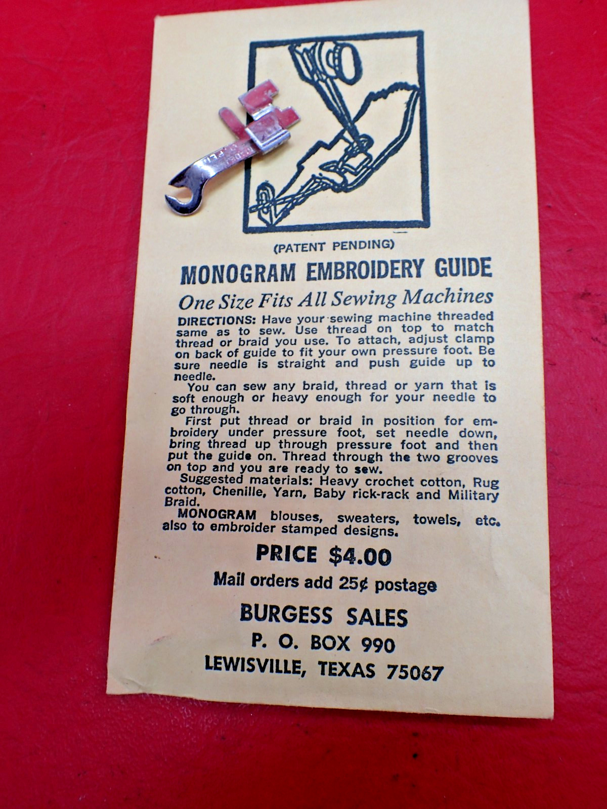 Vintage Monogram Embroidery Guide Burgess Sales
