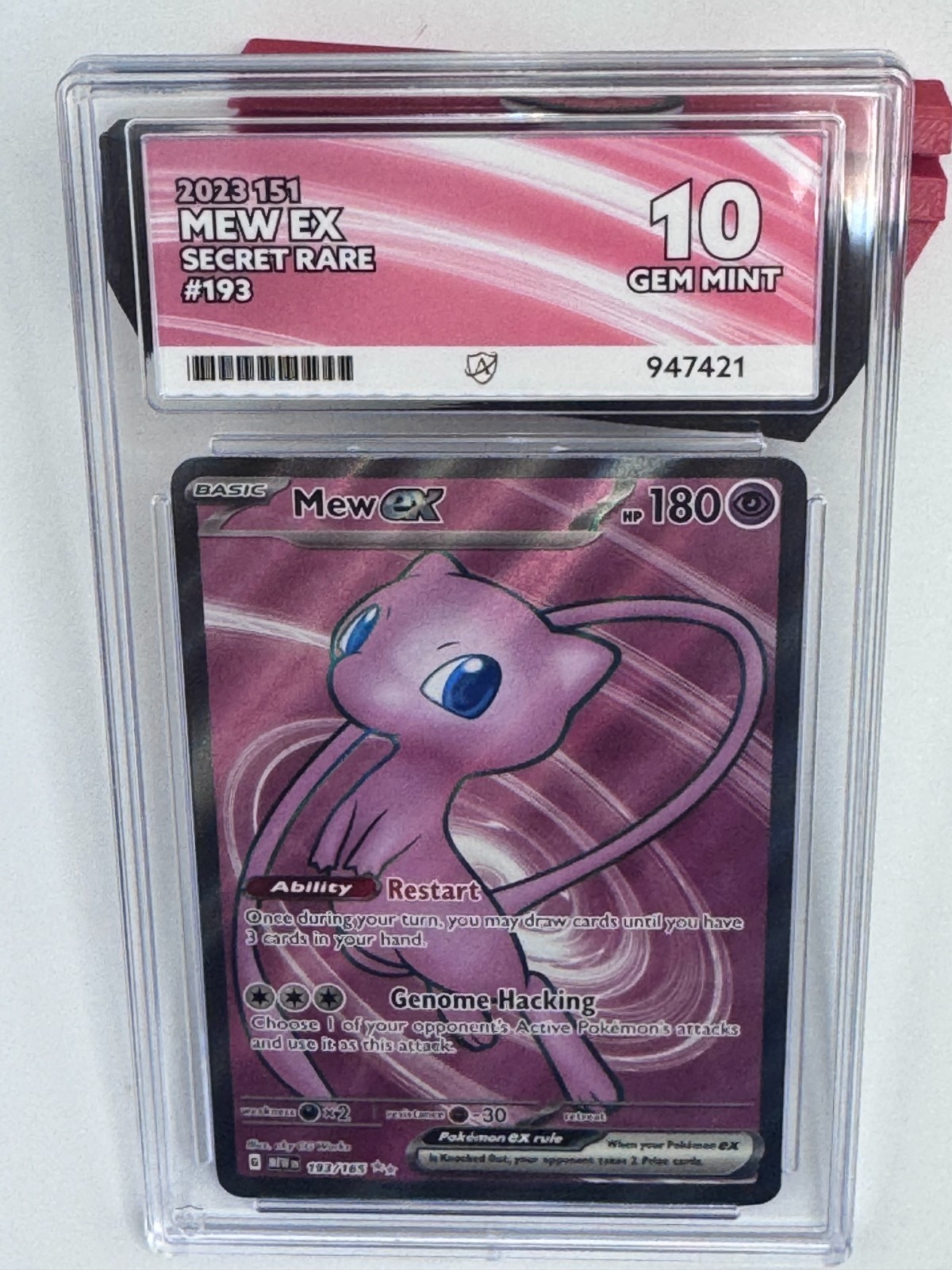 Pokemon 151 Mew ex 193/165 Secret Rare Full Art ACE 10 Gem Mint 2023