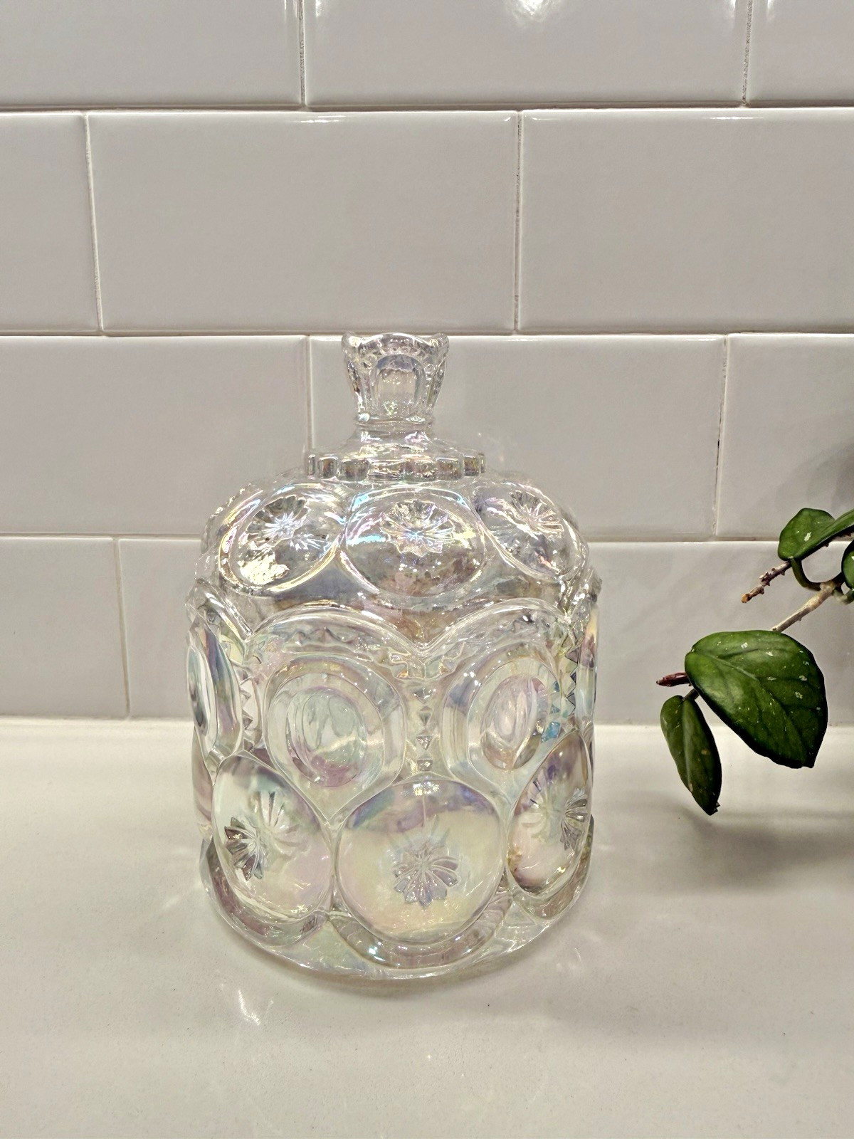 Weishar Moon and Stars Crystal Clear Carnival Small Jardiniere Compote Dish