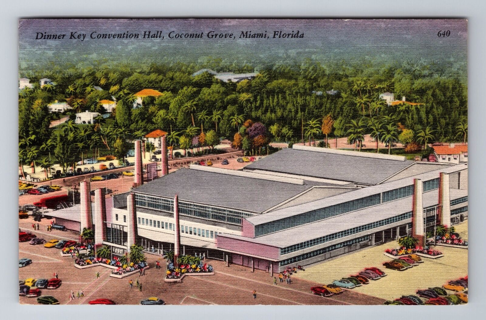 Miami FL-Florida, Dinner Key Convention Hall, Antique, Vintage c1956 Postcard
