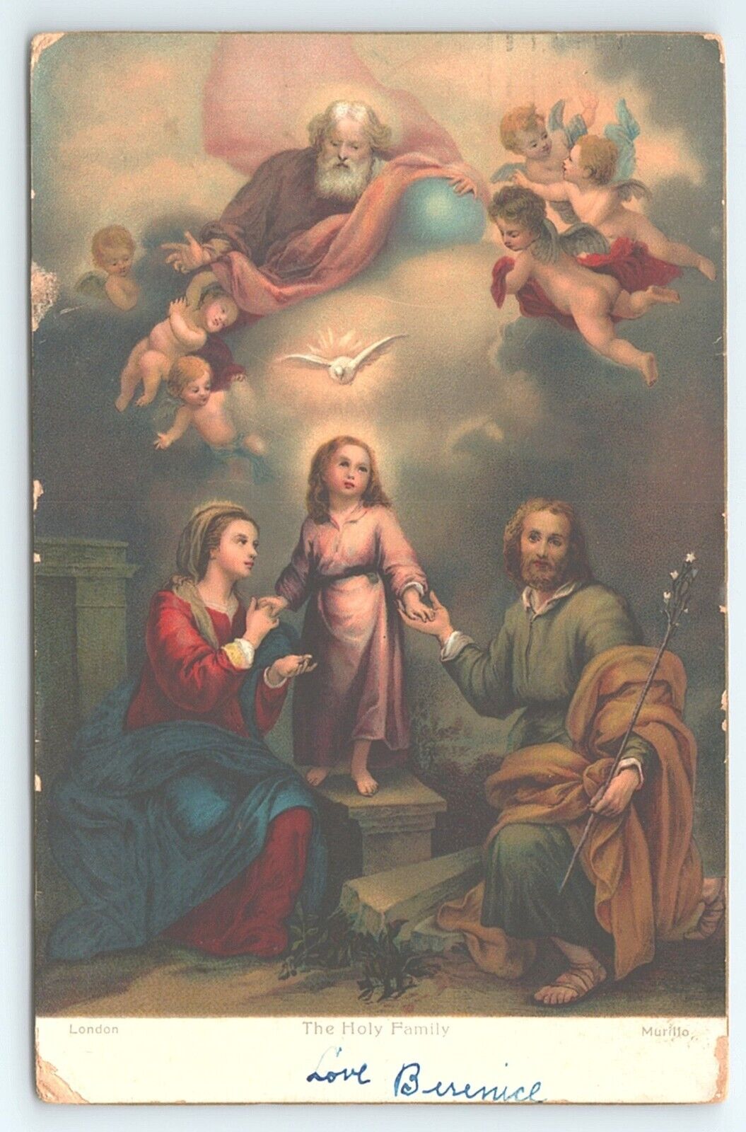 Postcard The Holy Family by Murillo The Heavenly and Earthly Trinities c1910
