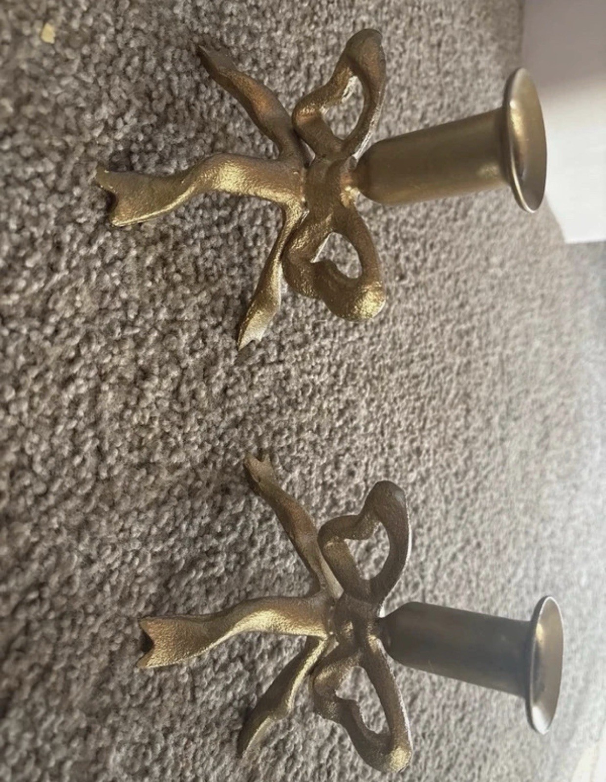 Gold Taper Candle Holders Set of 2 Vintage Look Metal Candlestick