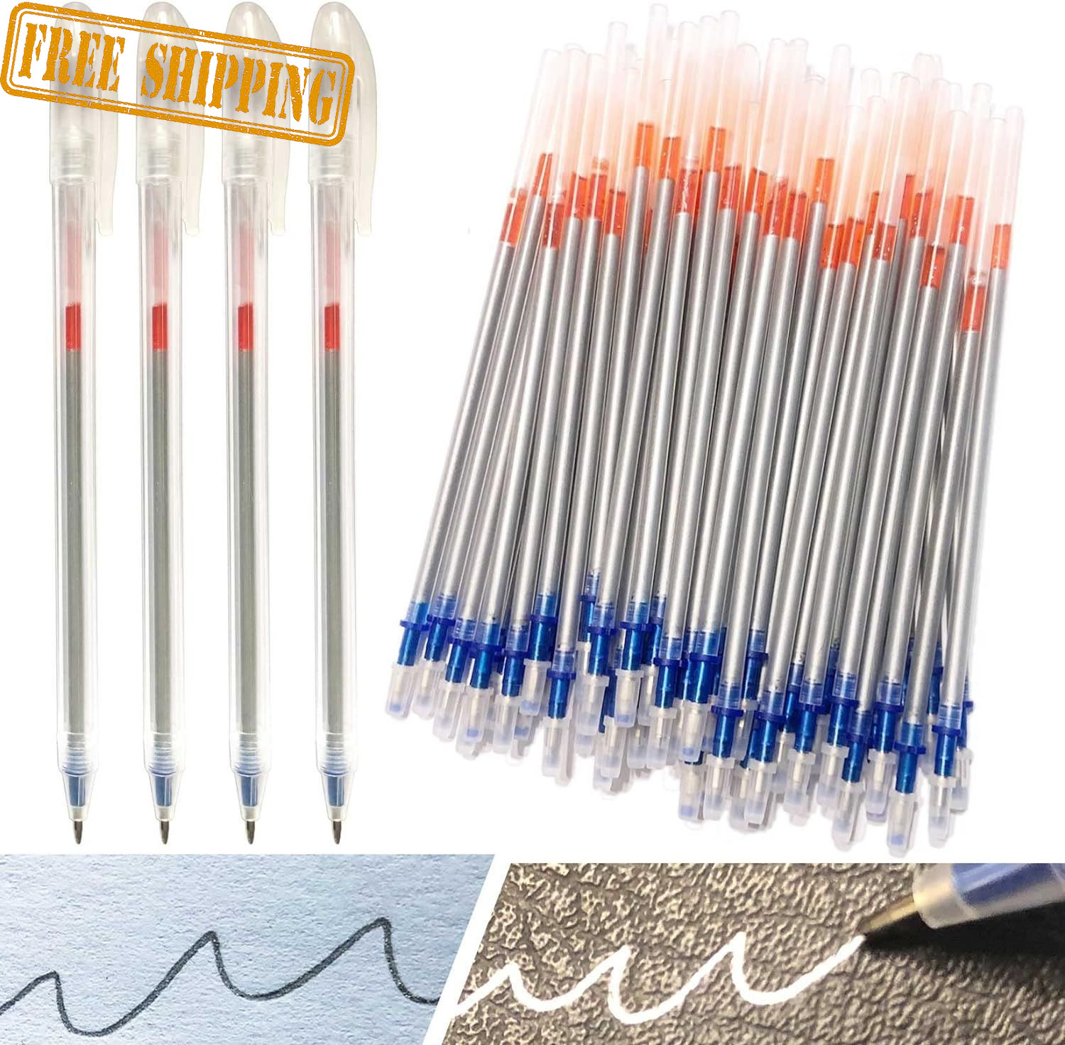54 Pcs Leather Marking Pen Silver Fabric Markers Pen Set Markers Refills Sewing 