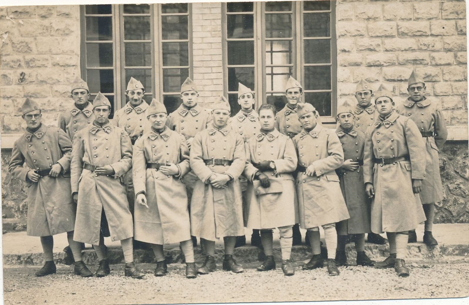 Many Soldiers In Long Coats Real Photo Postcard rppc