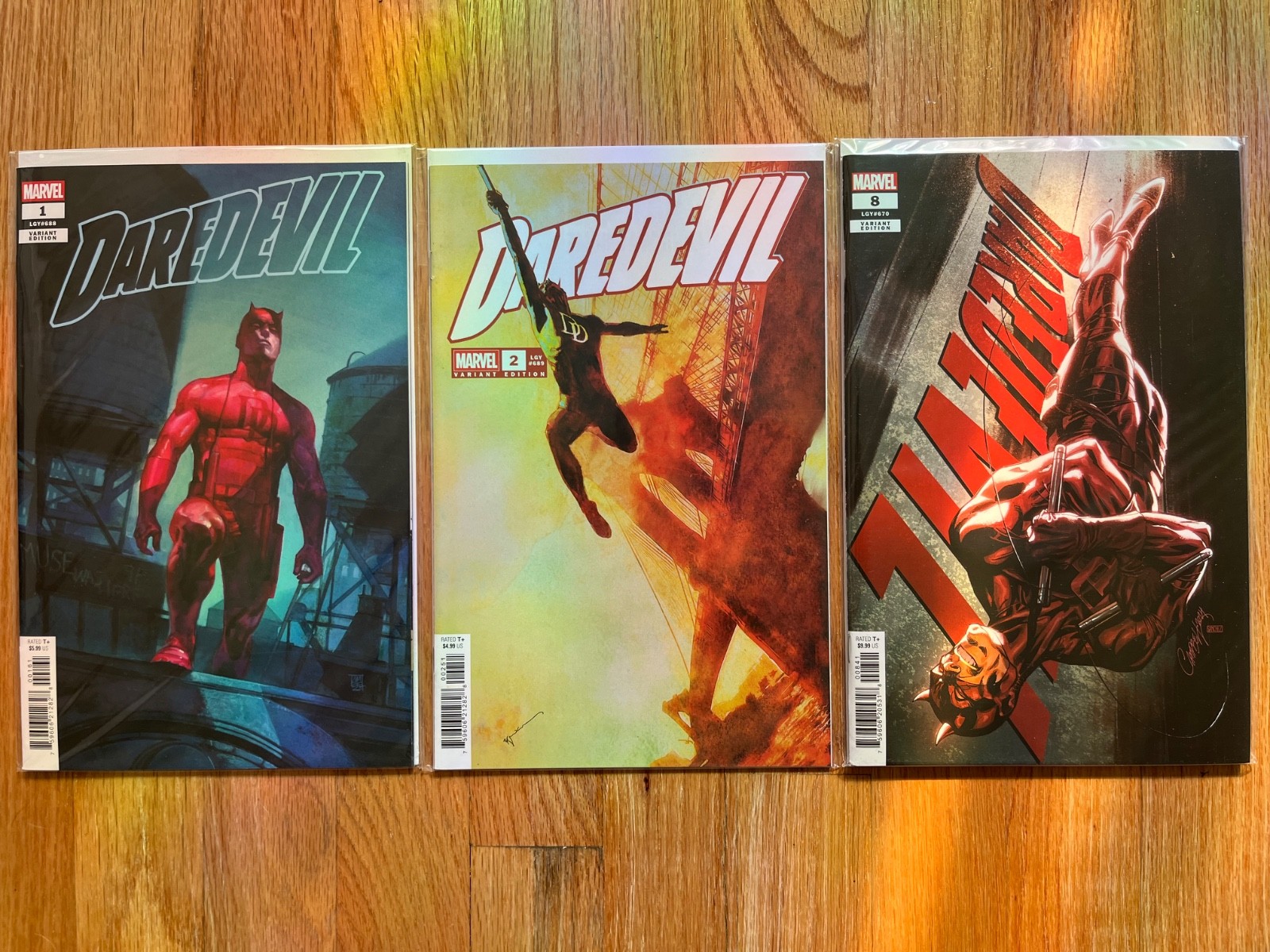 DAREDEVIL 3 Comic Lot #1 #2 #8 Maleev Sienkiewicz J Scott Campbell Variants