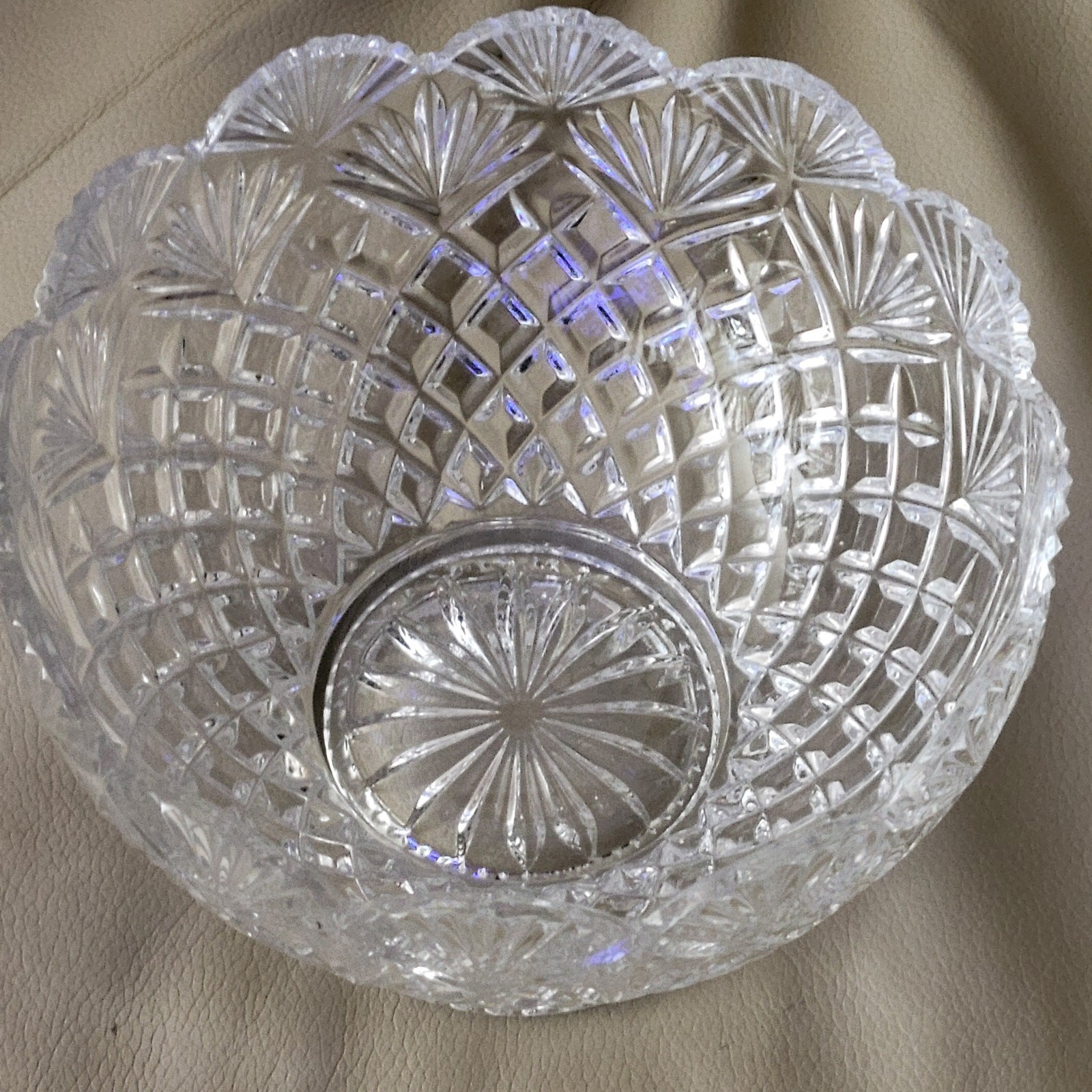 Vintage Shell Fan Pattern 24% Lead Crystal Bowl Imperial Glass Company