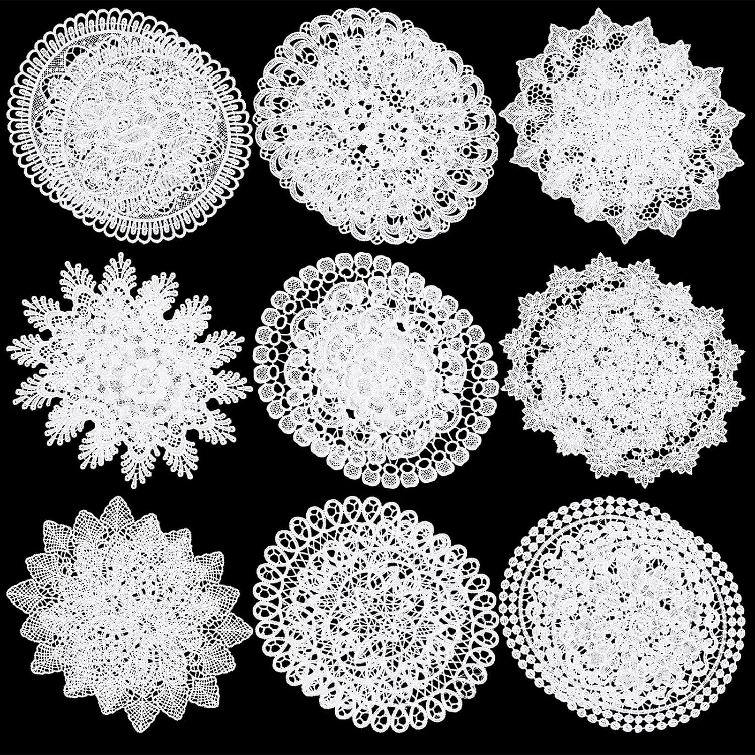 18 Pcs 10 Inch Lace Doilies for Tables Crochet Doilies Vintage Cotton Lace 18 Pcs 10 Inch Lace Doilies for Tables Crochet Doilies Vintage Cotton Lace