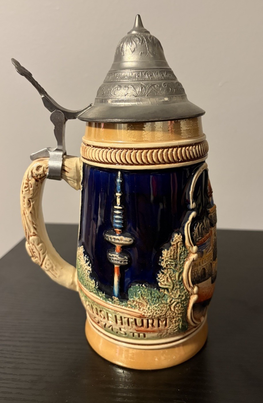 Vintage King Western Germany Beer Stein w/Lid Heidelberg Castle 300R Hand Paint
