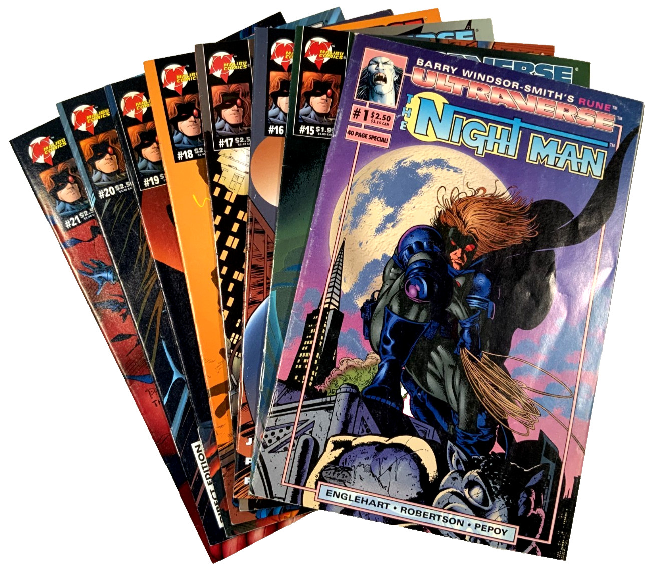 Malibu NIGHT MAN #1 15 16 17 18 19 20 21 Englehart + Pepoy (VF to NM) Ships FREE