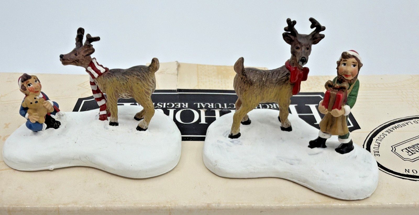 Vintage Hawthorne Miniatures Santa\'s Helpers Reindeer & Elves Set 1994 #91200 Vintage Hawthorne Miniatures Santa\'s Helpers Reindeer & Elves Set 1994 #91200