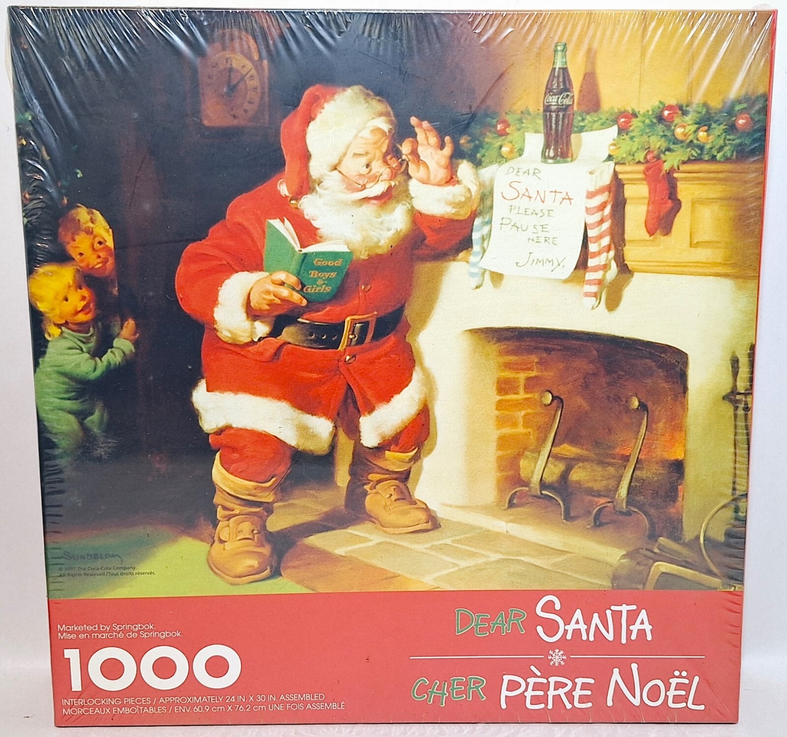 Vtg 1997 Coca-Cola 1000 Piece Springbok Dear Santa Jigsaw Puzzle Factory Sealed