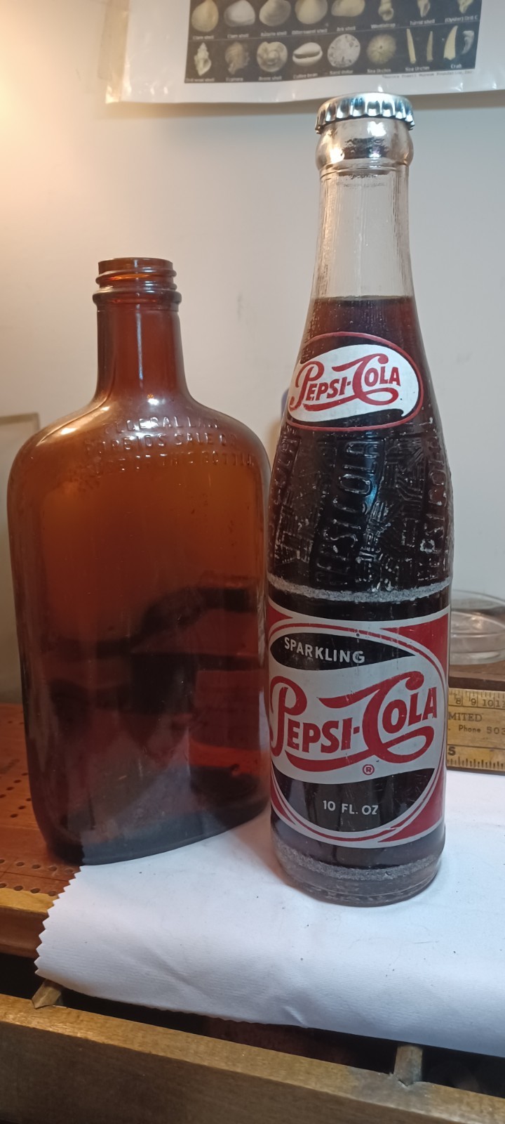 Vintage Brown Bottle And 1950's Pepsi Bottle~ Unopened