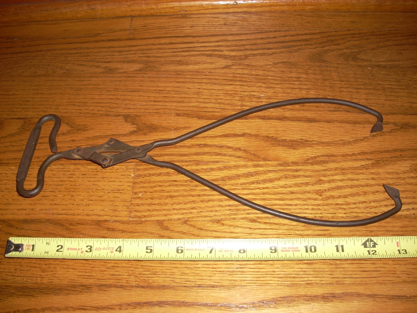Antique J B ROUX Ice Block Tongs FARRELL PA Phone 867 Coal Ice Flour Feed.