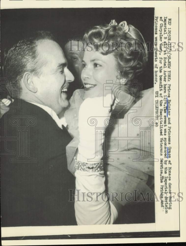 1958 Press Photo Prince Rainier & Princess Grace at Imperial Ball, New York