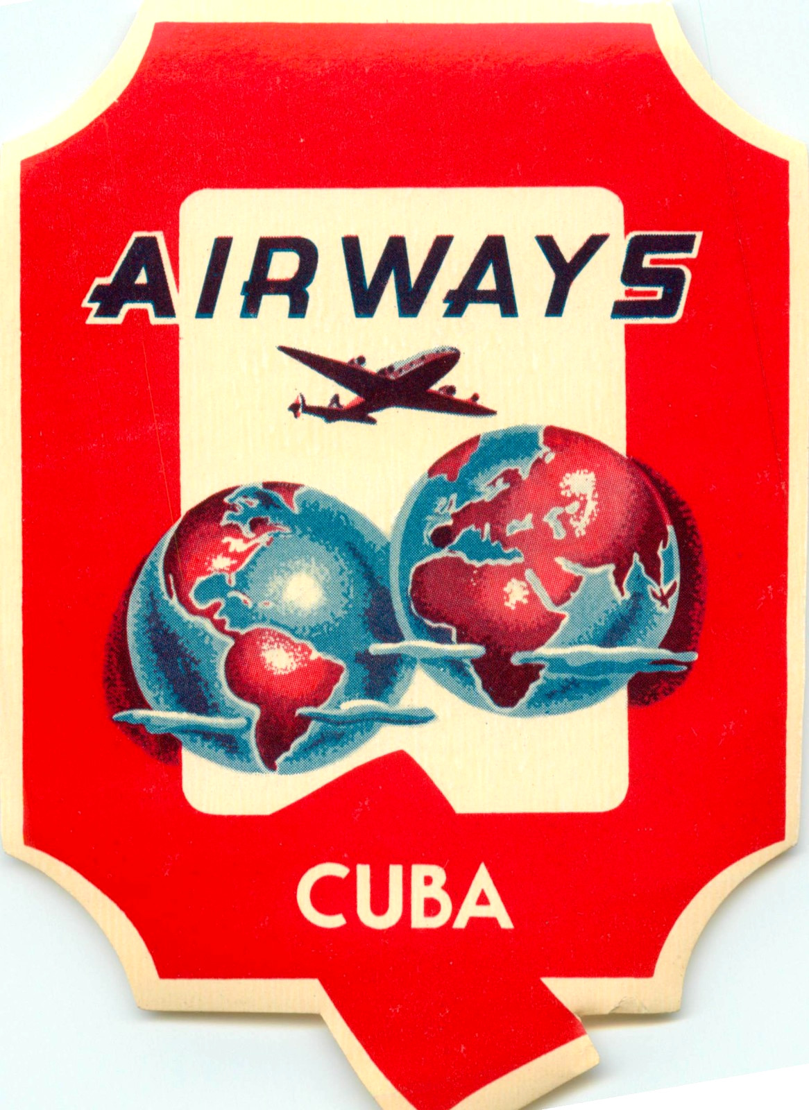CUBA AIRWAYS - Great Old (English Version) Airline Luggage Label, c. 1955 CUBA AIRWAYS - Great Old (English Version) Airline Luggage Label, c. 1955