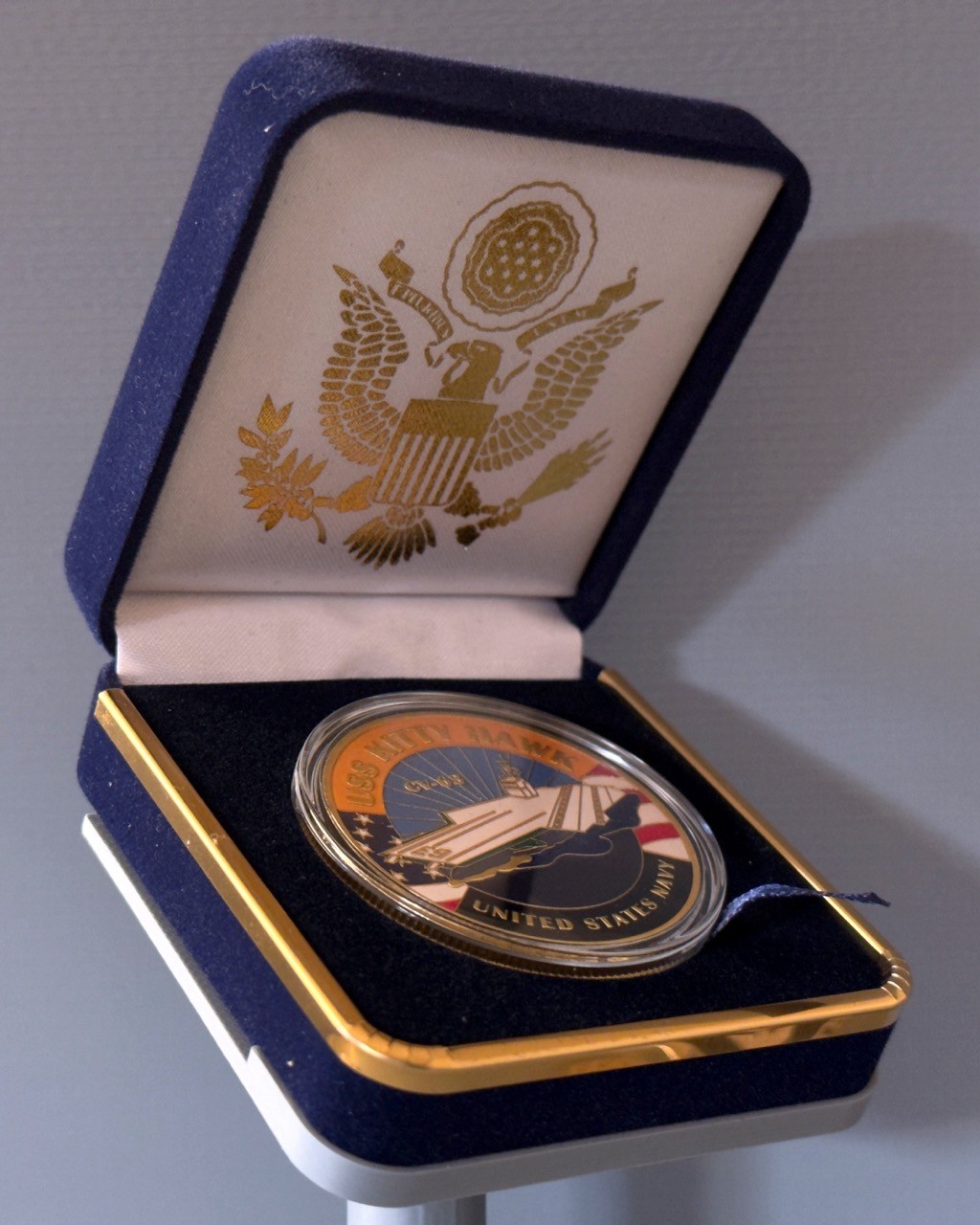 U.S. Navy USS Kitty Hawk CV-63 Challenge Coin in Velvet Case