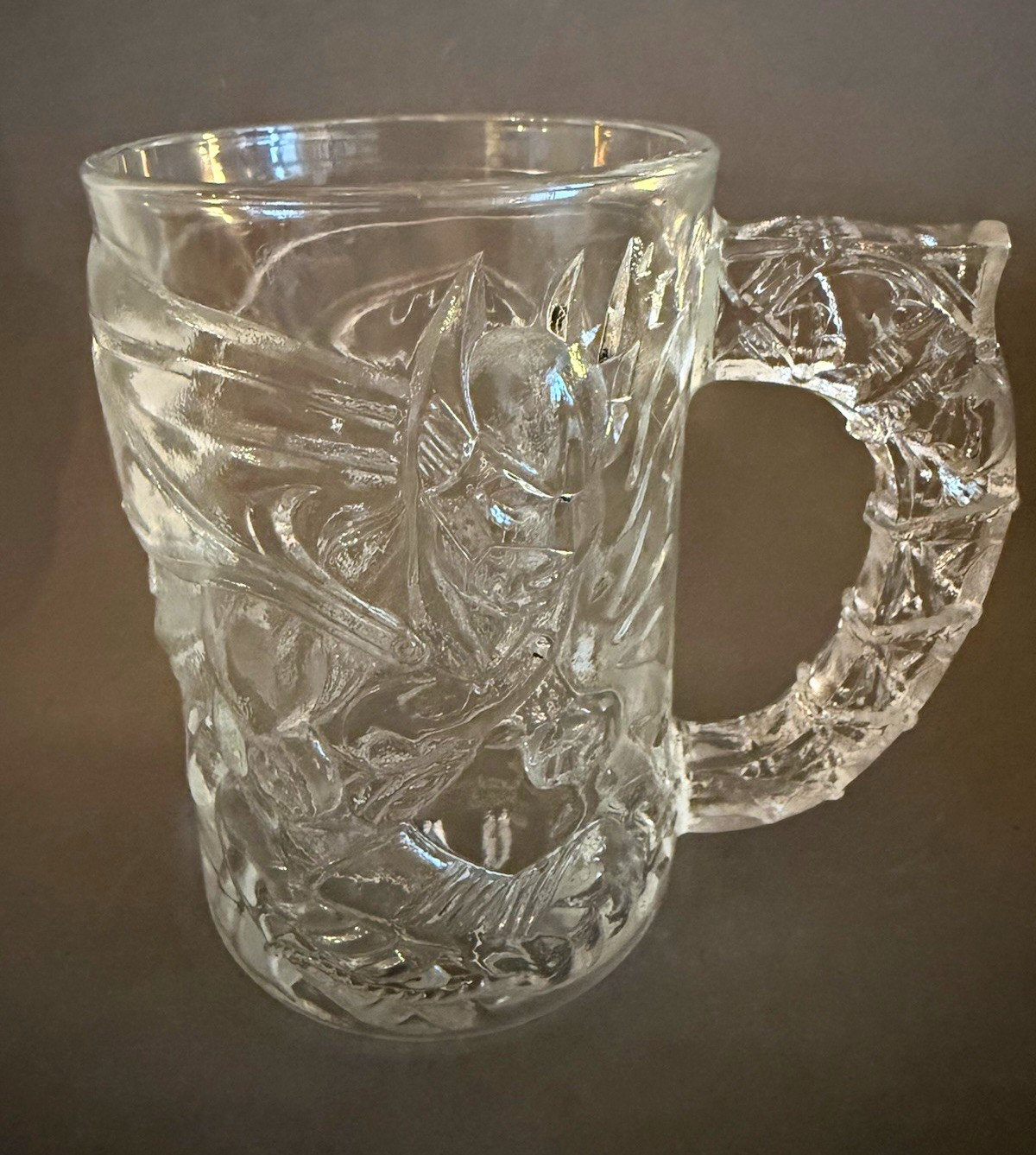 Vintage 1995 McDonald\'s Batman Forever 3D Embossed Glass Mug (Batman Edition)