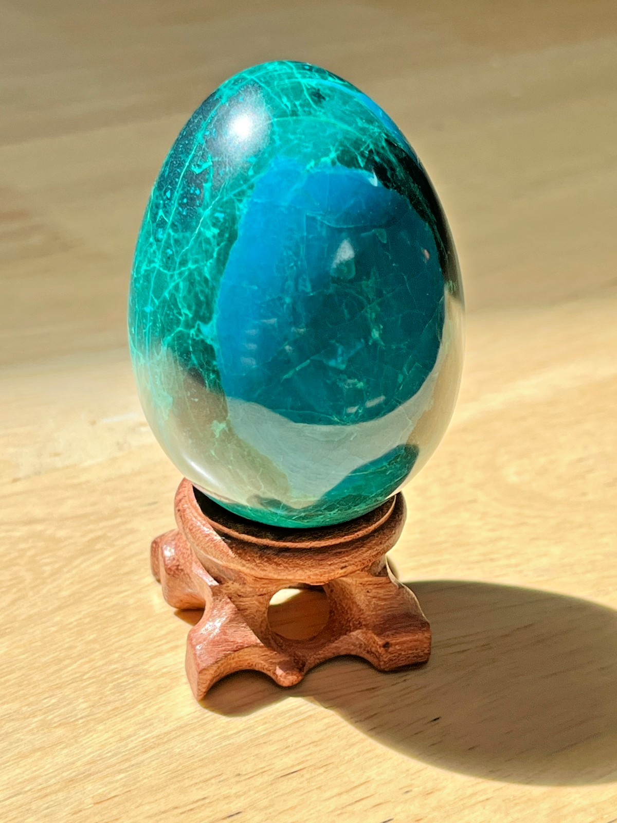 AAA Chrysocolla & Malachite Egg w/ stand | 2.25 x 1.84 in.  | *RARE* ~ see video