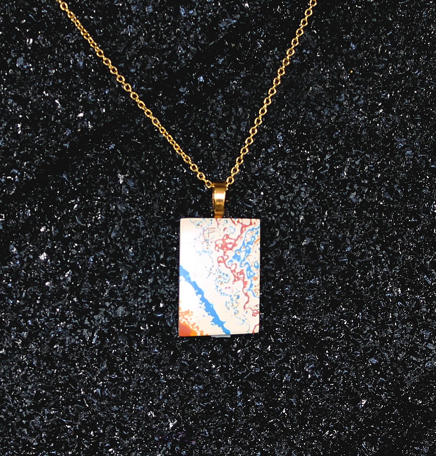 Fordite Necklace - Premium Fordite - 28.71mm x 19.83mm x 3.37mm (N-162) Fordite Necklace - Premium Fordite - 28.71mm x 19.83mm x 3.37mm (N-162)