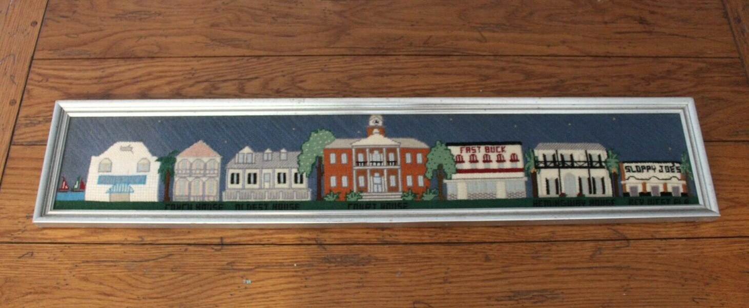 Vintage Unique Key West Historic Landmarks Needlepoint 33x6.5