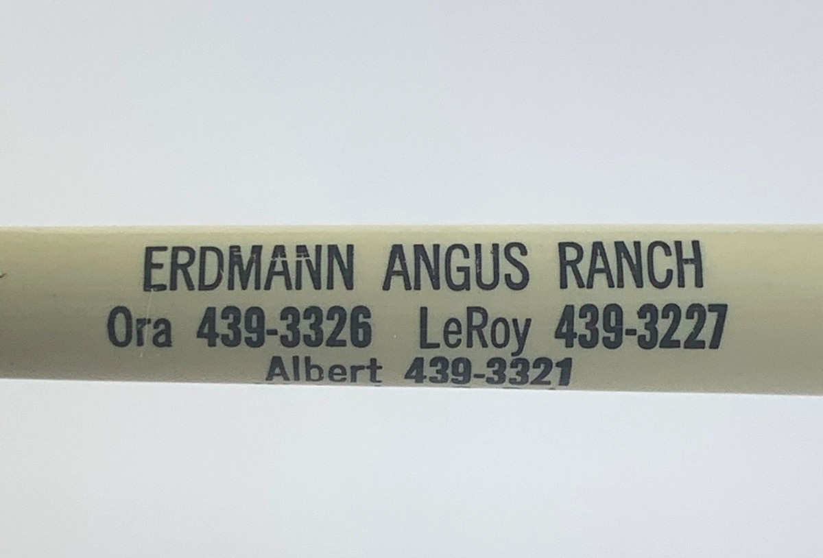 Vintage - Erdmann Angus Ranch Ora LeRoy Albert  Advertising Pen - B11A