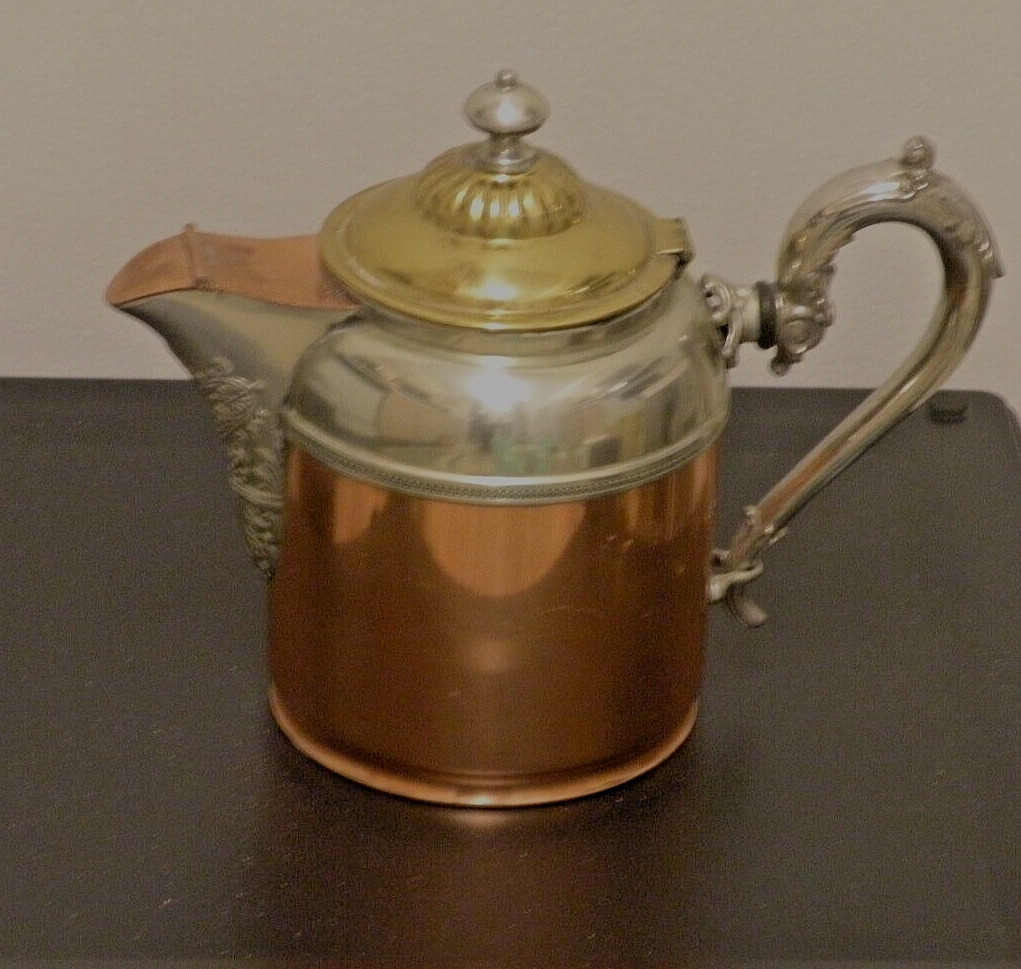 Antique Manning Bowman Metal Copper Pewter Teapot Pat. 1899 - nice/clean