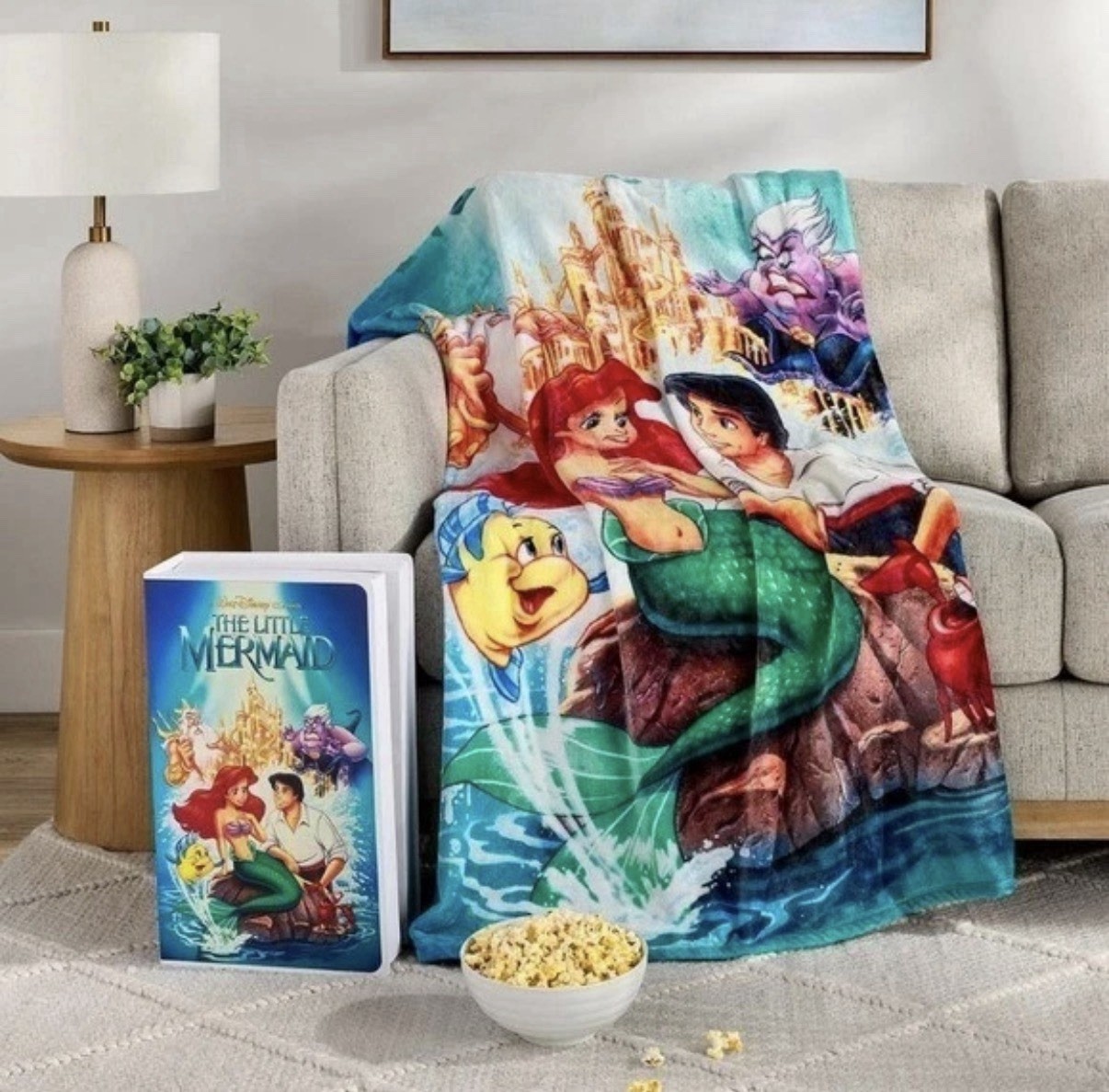 Disney The Little Mermaid Classic VHS Boxed Silk Touch Throw Blanket 50