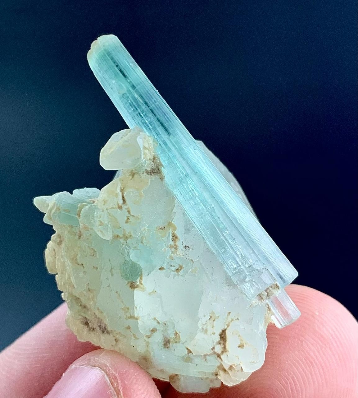 56 Carat Tourmaline Crystal With Quartz Specimen From Afghanistan