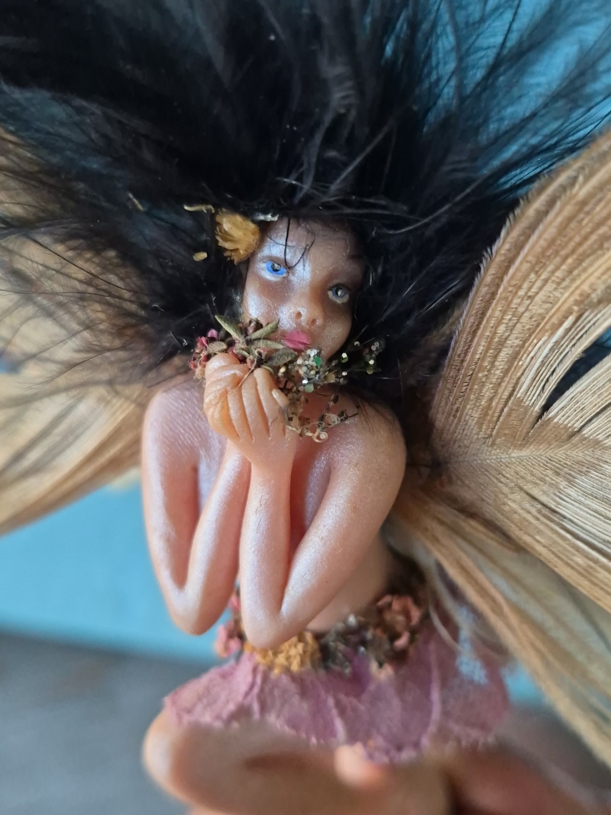 vtg fairy figurine Doll Wing Feathered 6 Inches