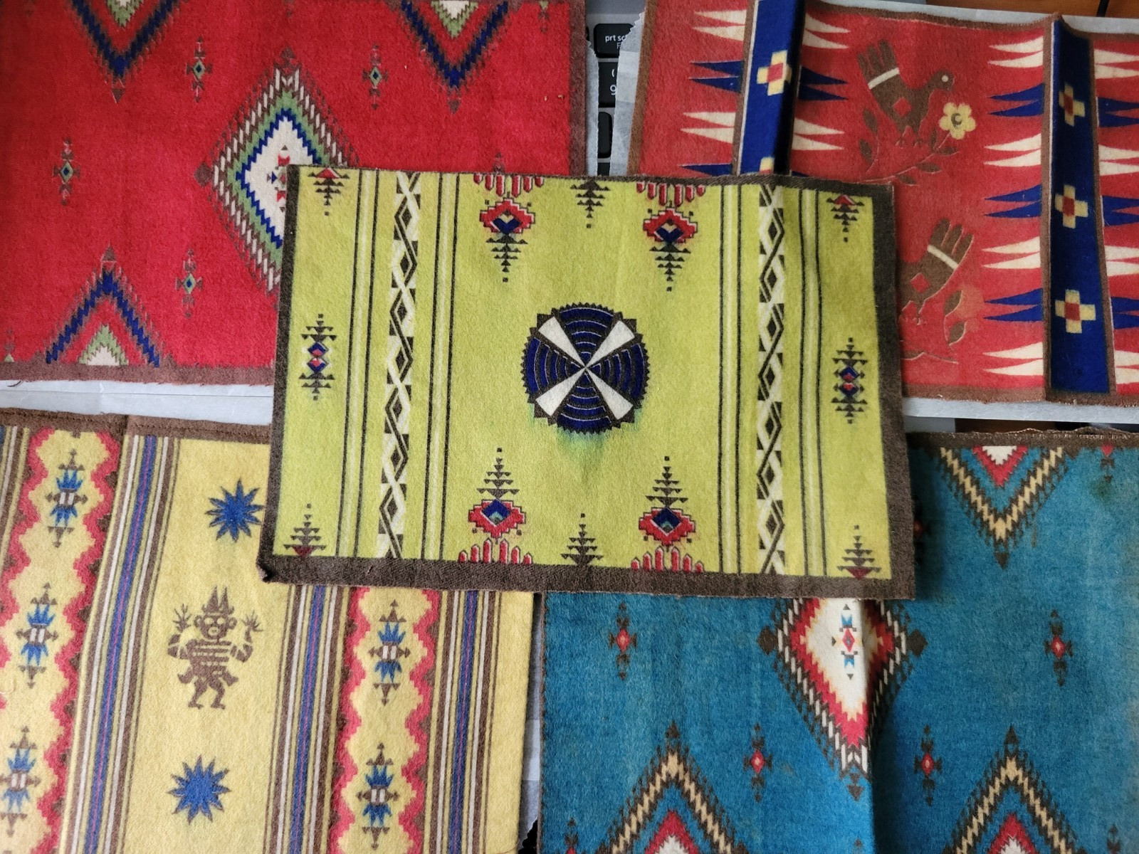 5 PC Vtg Tobacco FELT Navajo Native Indian Design Cigarette Cigar Rugs 8x5.5\