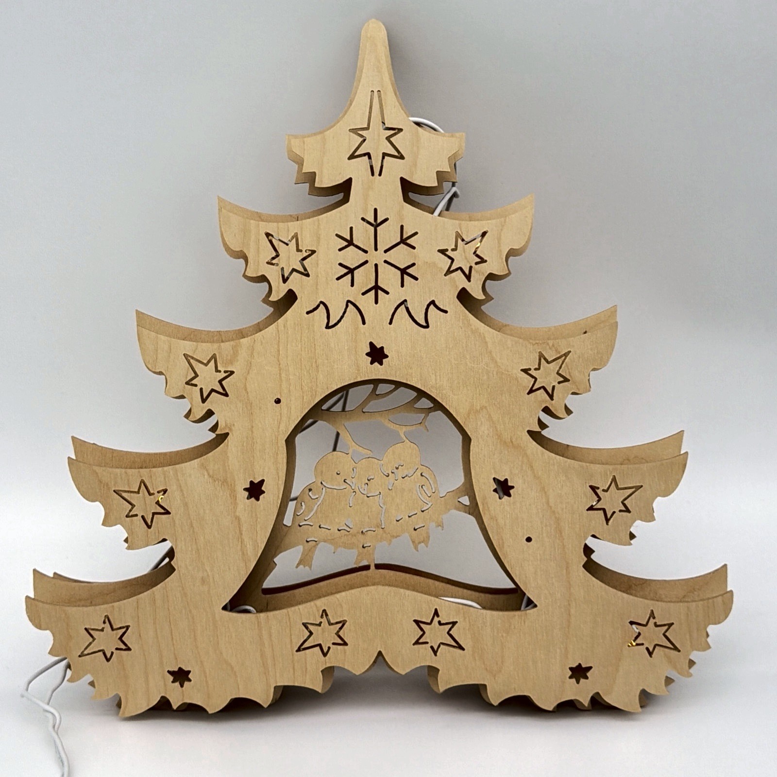Vintage Geissler Erzgebirge Wooden Christmas Tree Bird Trio Spruce Fichte #1222
