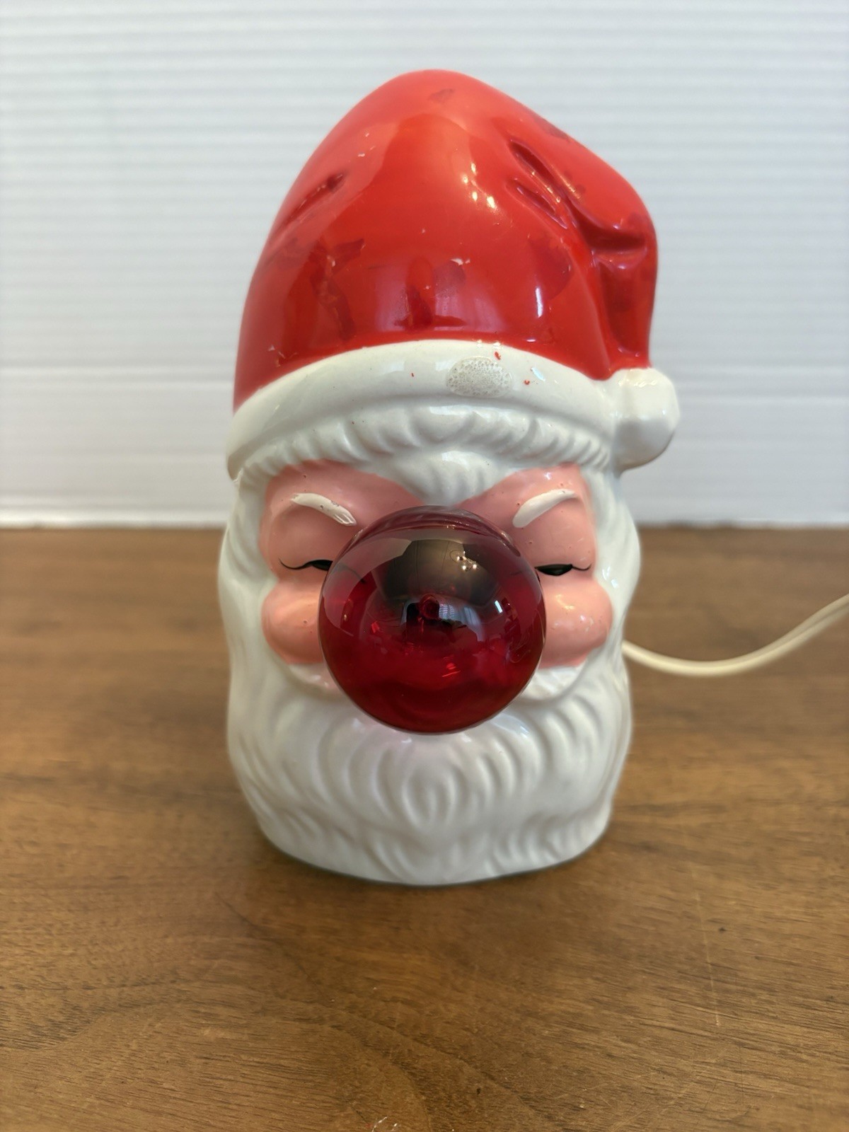 Vintage Christmas Ceramic Santa W/ Light Bulb Nose From Japan 6.5” Tall Vintage Christmas Ceramic Santa W/ Light Bulb Nose From Japan 6.5” Tall