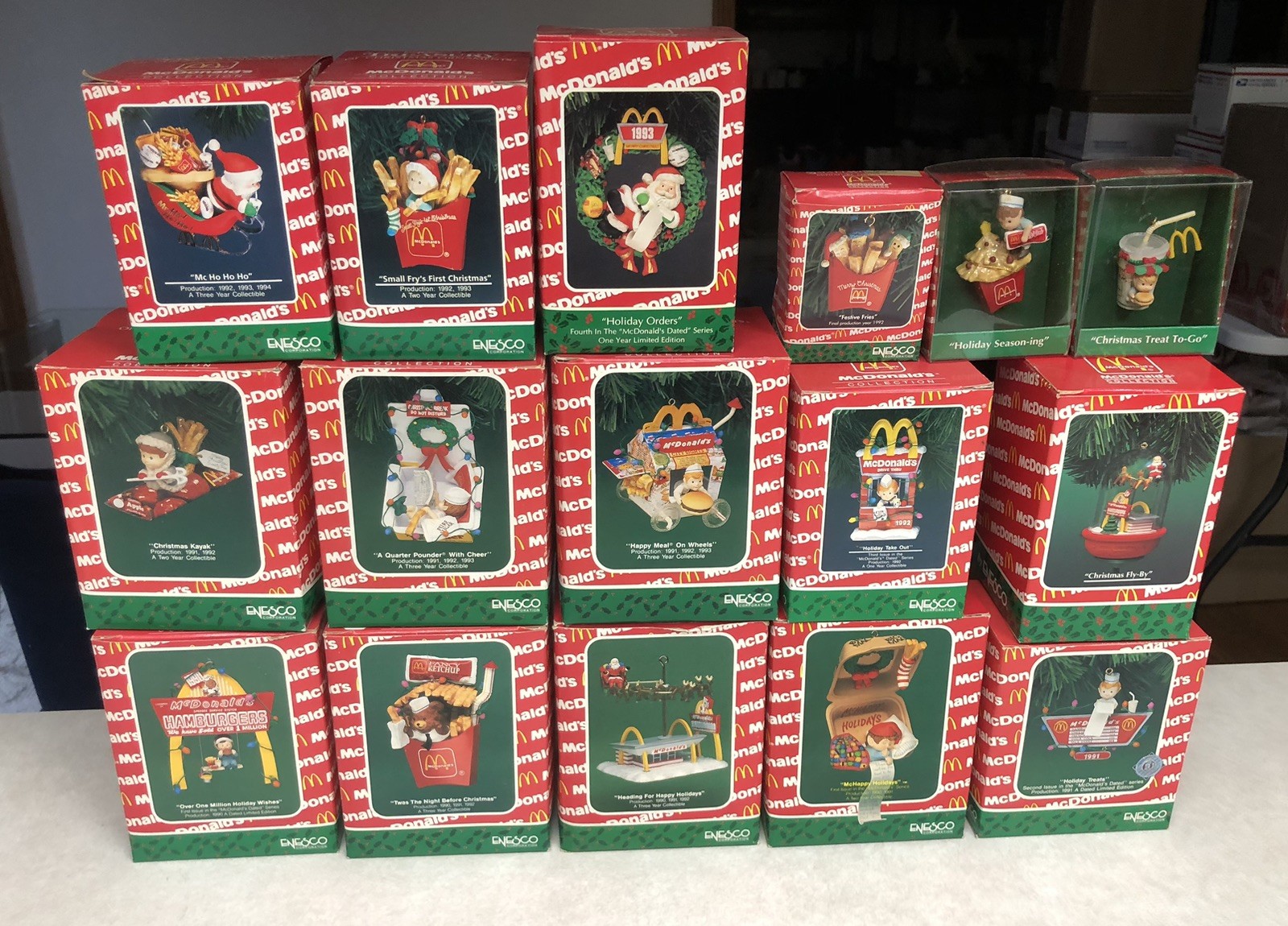 16 Vintage Enesco McDonald\'s Christmas Ornaments New In Original Boxes 1990’s