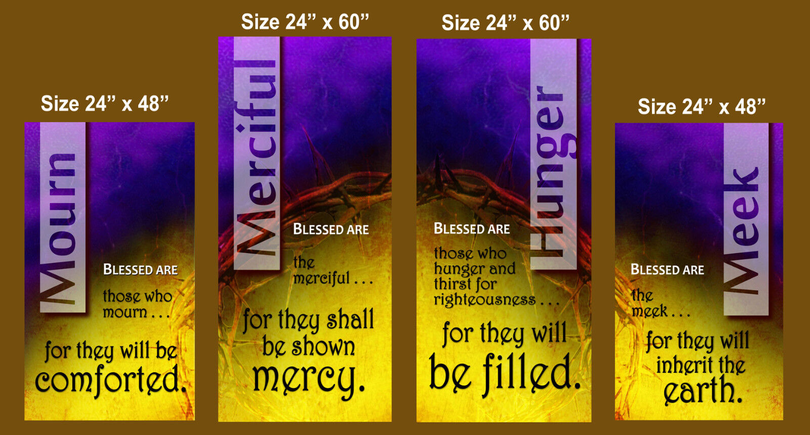 Inspirational Christian Church Banners - Beatitudes (FOUR BANNER SET)