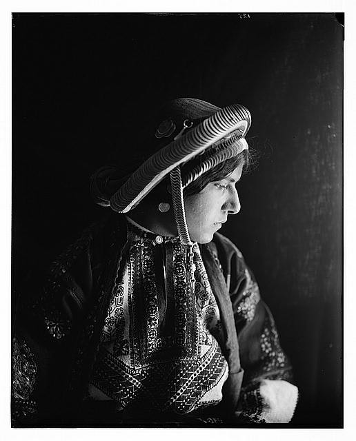 Photo:Ramallah Palestine 1910s Arab Girl Traditional Costume Portrait