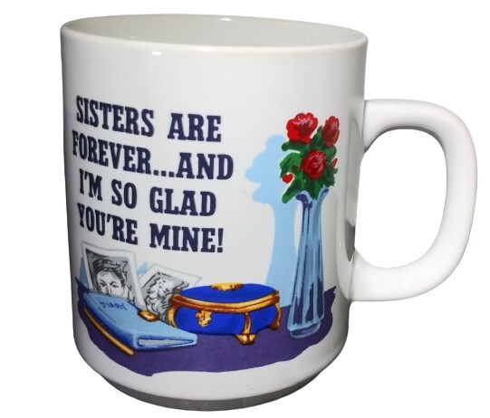 Vintage Made In Japan Sisters Are Forever Coffee Mug 9 fl oz White Cup Diary Vintage Made In Japan Sisters Are Forever Coffee Mug 9 fl oz White Cup Diary