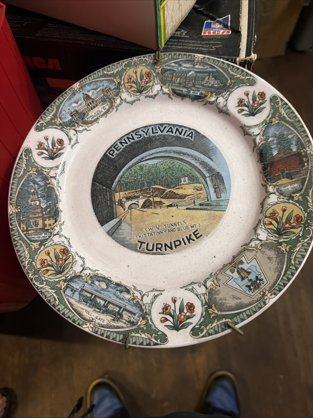 vintage mid-century Pennsylvania Turnpike souvenir collector plate 