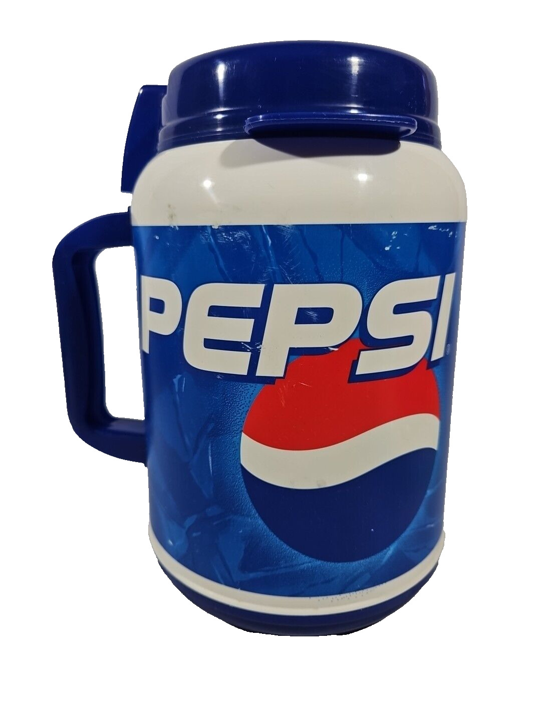 Pepsi 64oz Large Insulated Whirley Drink Blue Travel Mug w Lid Jumbo Cup Tumbler