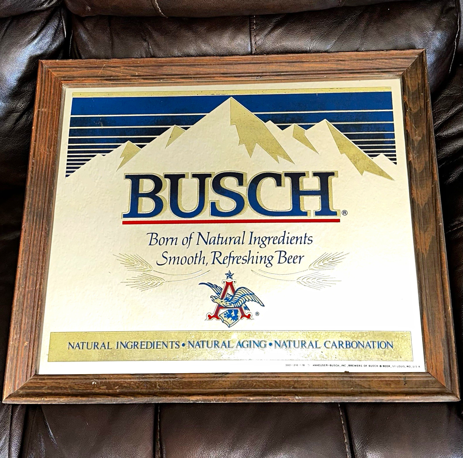 Vintage 1980s Busch Beer bar mirror wall hanging
