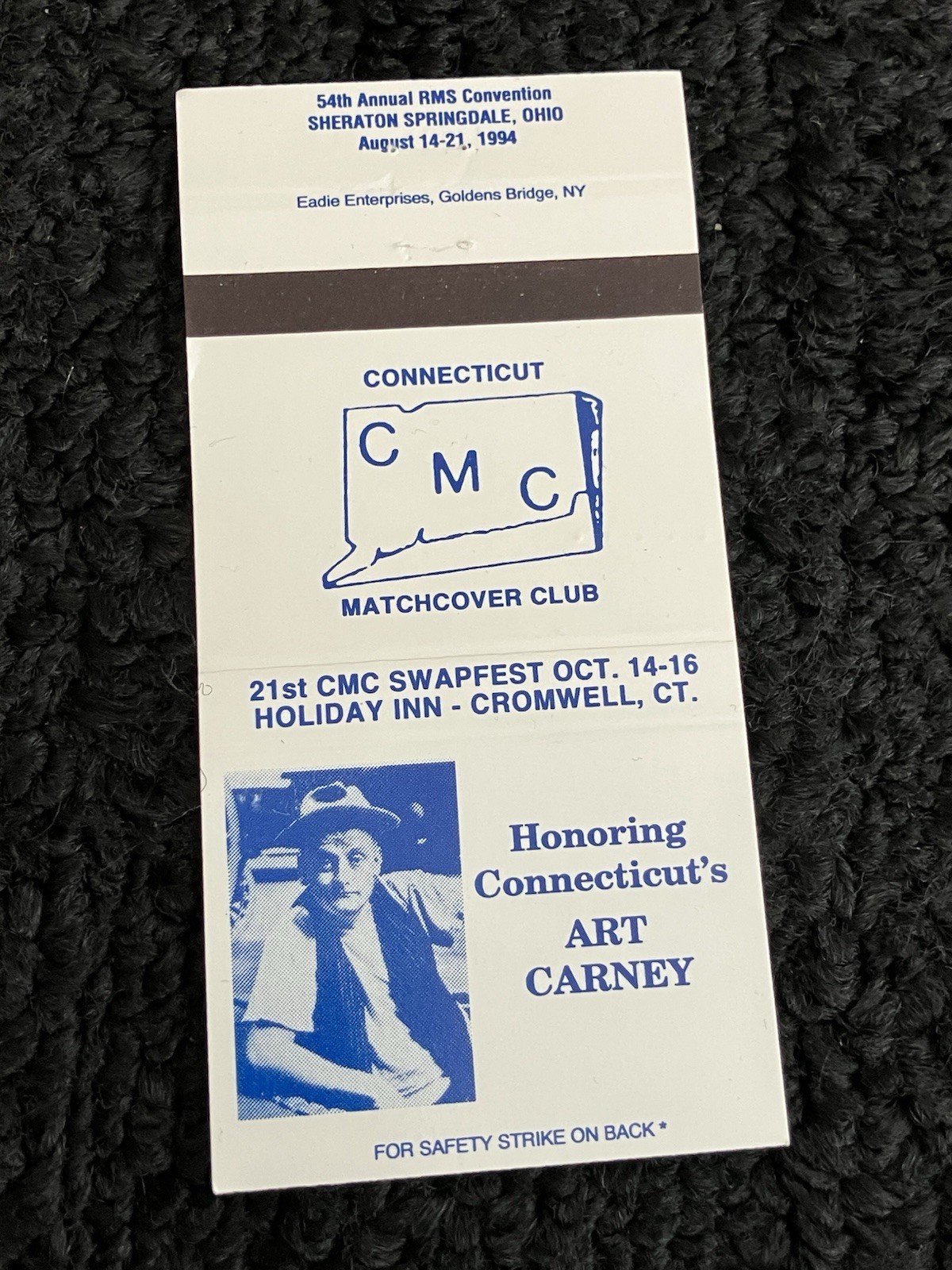 Vintage Celebrity Matchbook “Art Carney” Vintage Celebrity Matchbook “Art Carney”