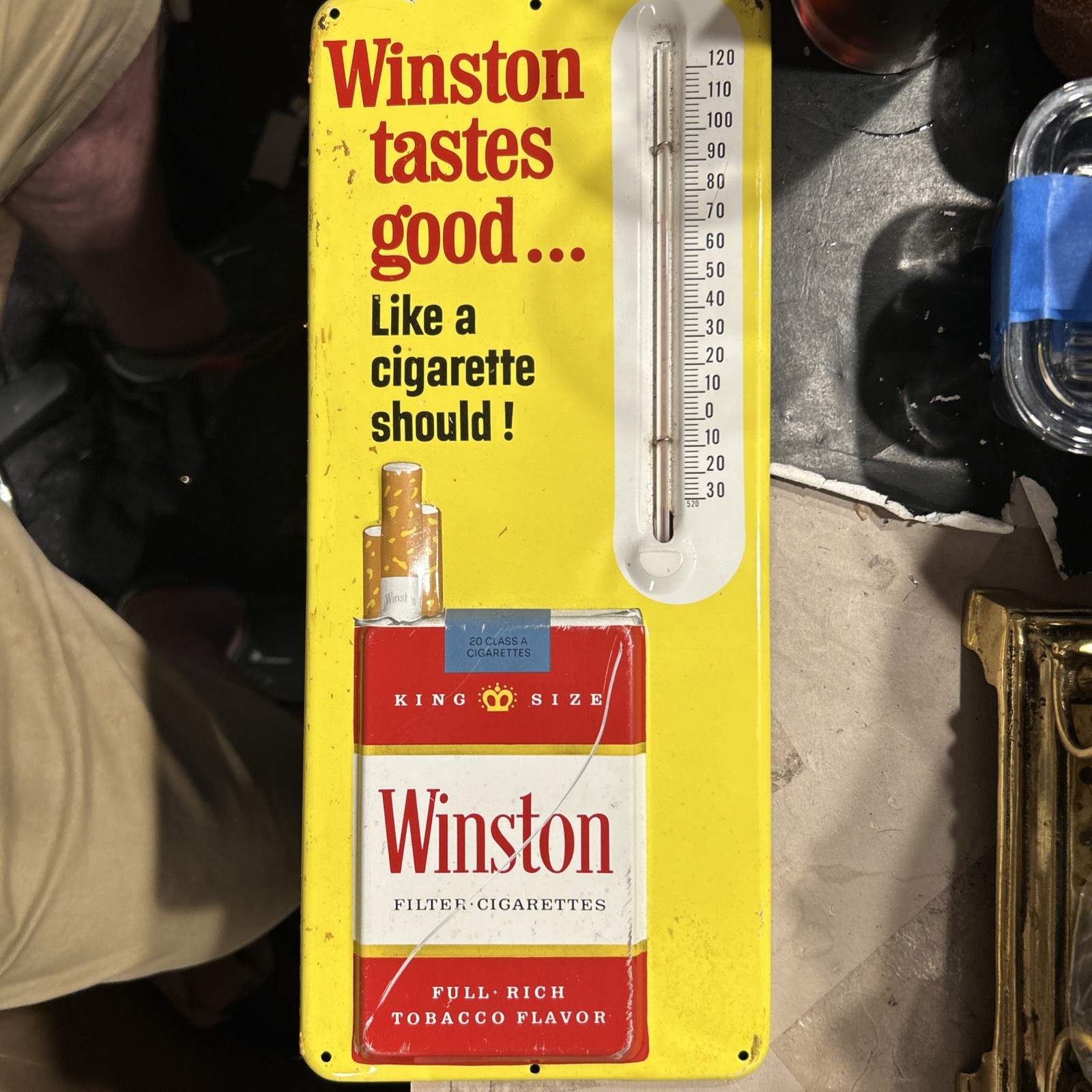 Vintage Winston Advertising Thermometer Classic Collectible Metal