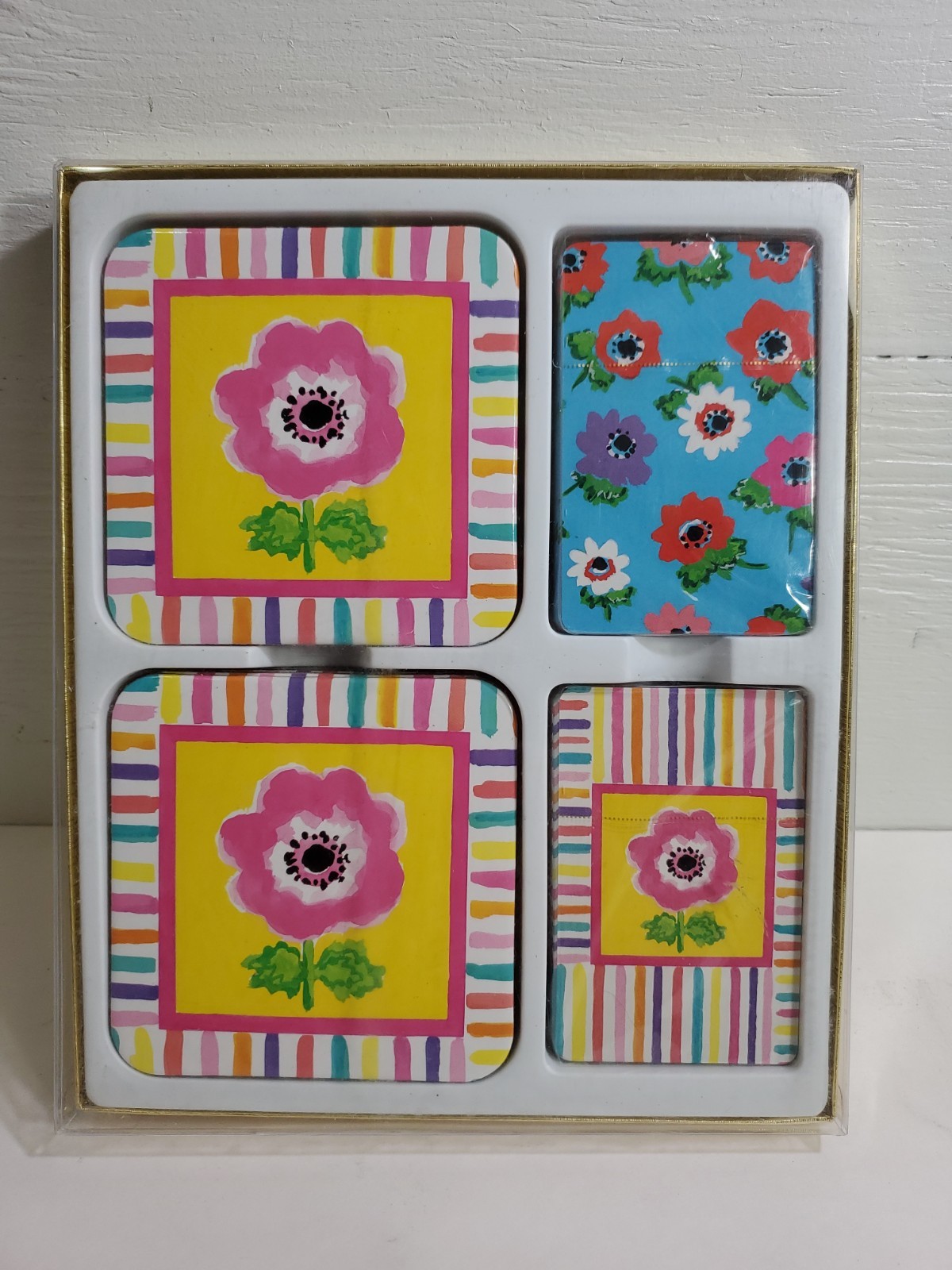 Vintage Playing Card & Coaster Set C.R. Gibson Creative Papers Growing Wild NEW 