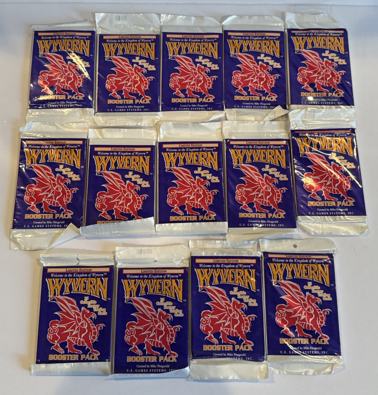 NEW Lot of 14 Packages The Kingdom of WYVERN Booster Packs of 15 1994