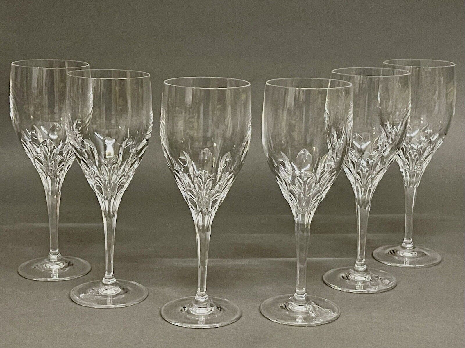 Fabulous Vintage Set of Six Gorham Crystal Diamond Clear Cut Wine Glasses