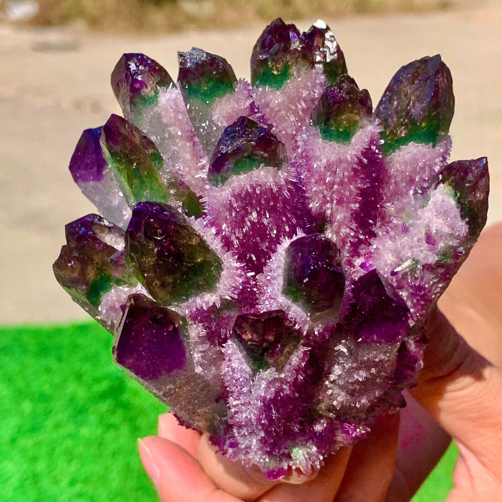 1.1LB Newly Discovered purple Phantom Quartz Crystal Cluster Minerals