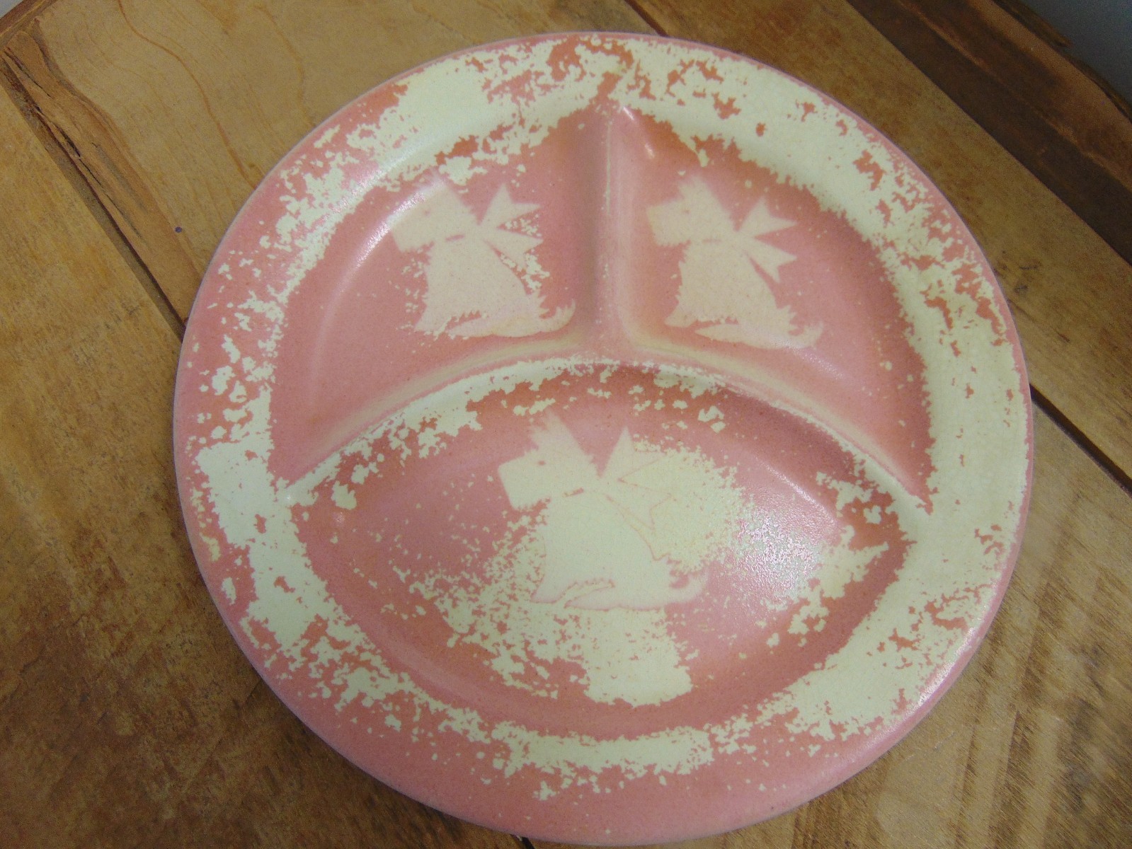 Vtg C.P. Crown Co. Pottery Child\'s Divided Plate 7.5\