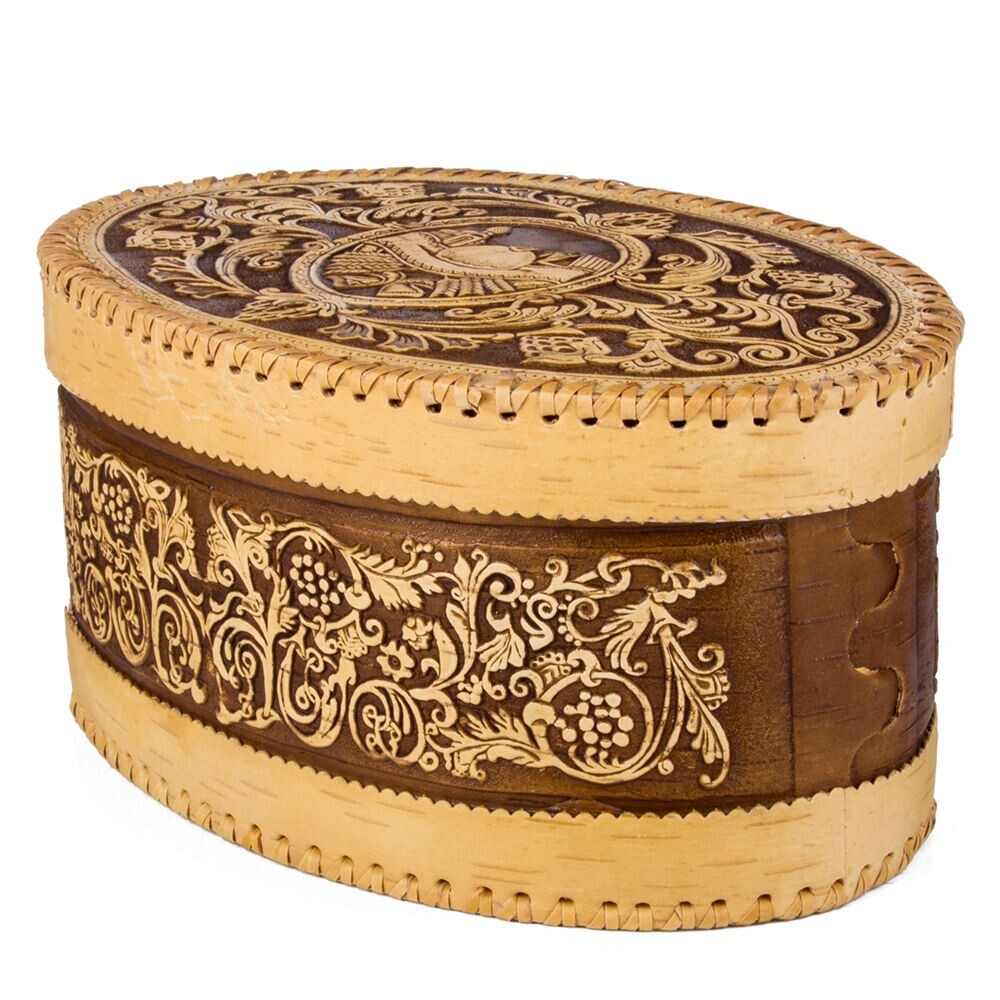 Beresta Birch Bark Large Oval Bread Box Keeper Anti Mold Natural Kitchen Storage